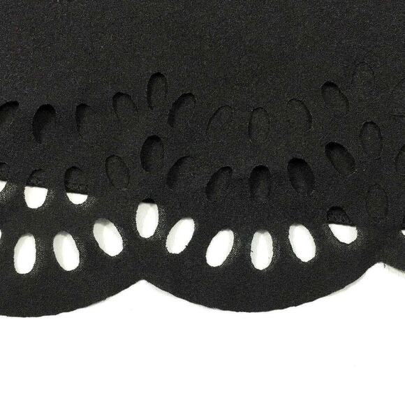 Womens Black Eyelet Scalloped Edge Top Size‎ Small Sleeveless Scoop Neck Blouse - Picture 4 of 6